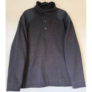 Tommy Bahama Pullover Jeans Men XL Blue Fleece Henley Jacket Buttons Casual